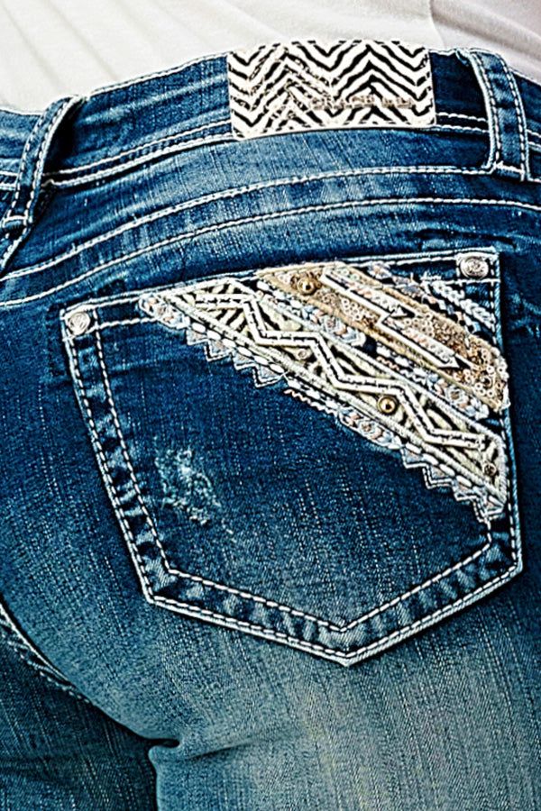 Heavy Stitches Modify Mid Rise Bootcut Jeans | EB-61717