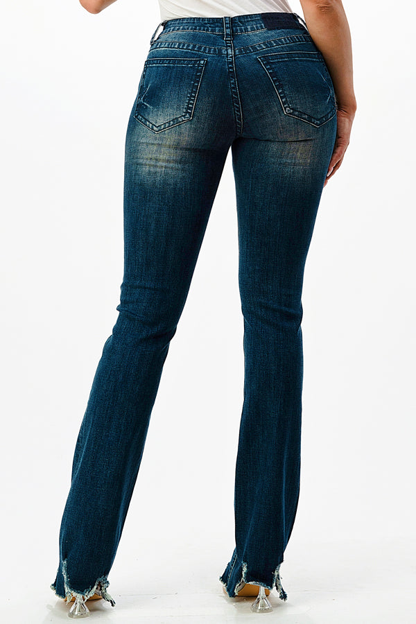 Button-Fly Basic Mid Rise Bootcut Jeans | EB-S636