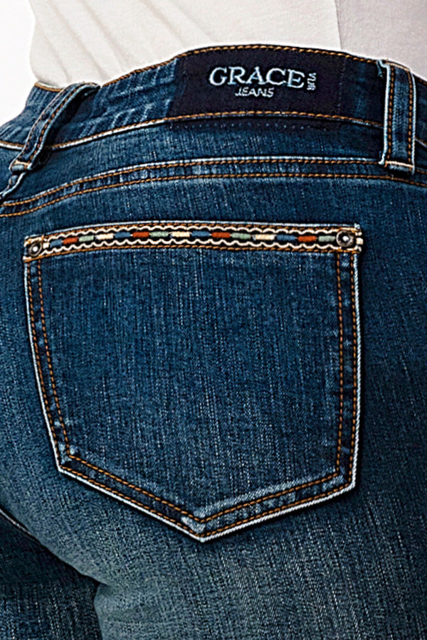 Simple Stitch Hem DetailMid Rise Skinny Jeans | EN-S390