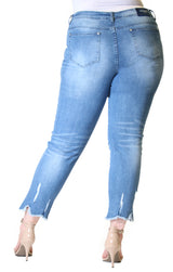 Distressed Side Stripe Plus Size Skinny Jeans | PN-51396