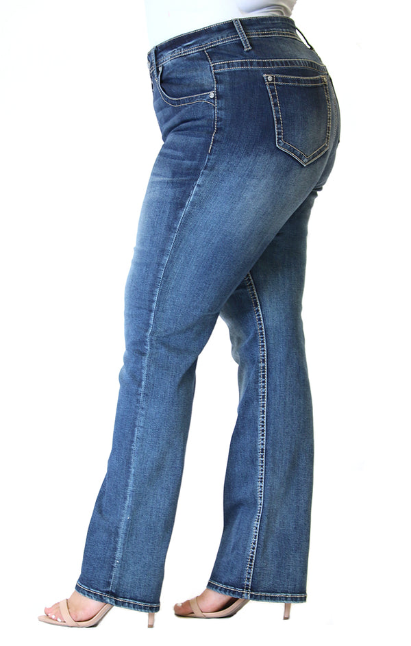 Medium Wash Plus Size Straight Jeans | PS-51532